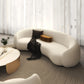 Contemporary Sloped Arm Sofa 25.6" H Curved Back Wool Sofa in White