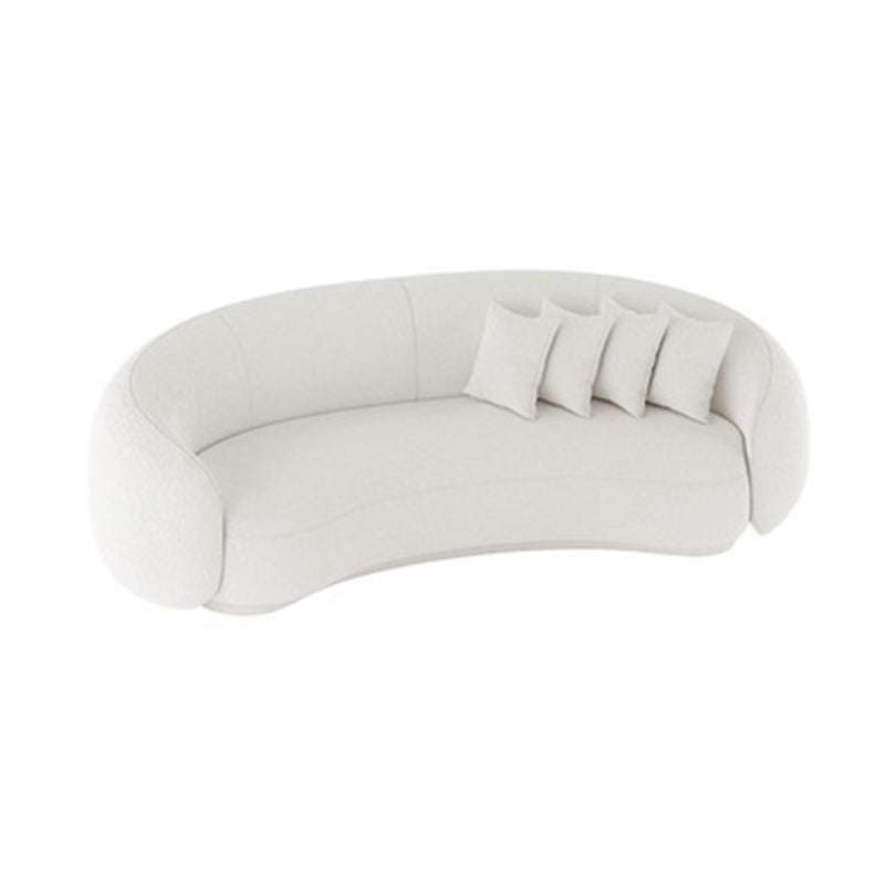 Contemporary Sloped Arm Sofa 25.6" H Curved Back Wool Sofa in White
