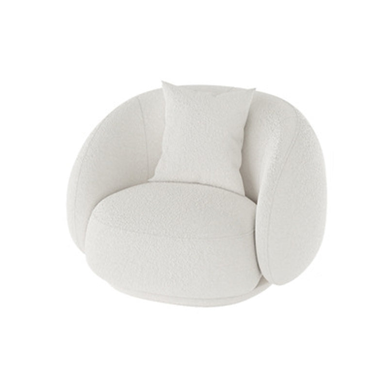 Contemporary Sloped Arm Sofa 25.6" H Curved Back Wool Sofa in White