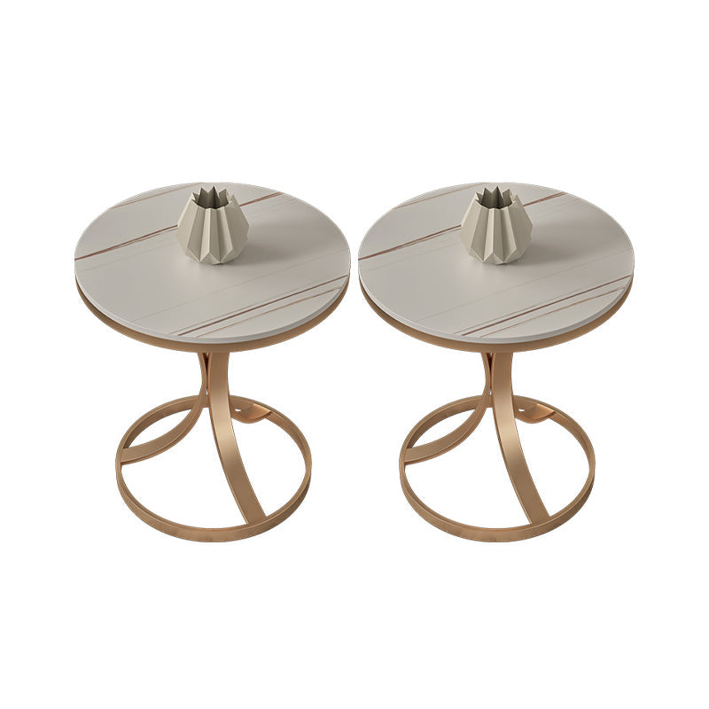 21.65" Tall Contemporary Style Side End Table Metal Frame Side Accent Table Gold White 2 Clearhalo 'Coffee & Accent Tables' 'End & Side Tables' 'end_side_tables' 'furn' 'furn_end_side_tables' 'Furniture' 'Living Room Furniture' 5793012
