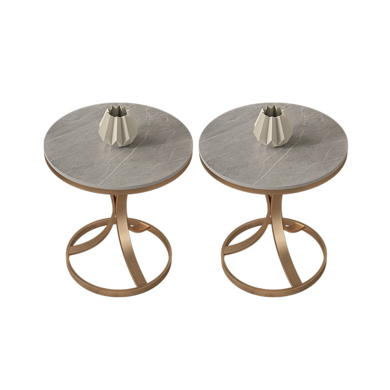 21.65" Tall Contemporary Style Side End Table Metal Frame Side Accent Table Gold Gray 2 Clearhalo 'Coffee & Accent Tables' 'End & Side Tables' 'end_side_tables' 'furn' 'furn_end_side_tables' 'Furniture' 'Living Room Furniture' 5793018