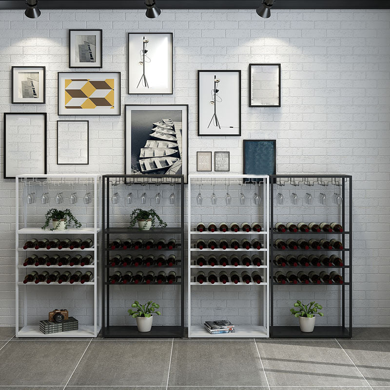 IJzeren vrijstaande wijnfles en glazen rek industrieel wijnrek