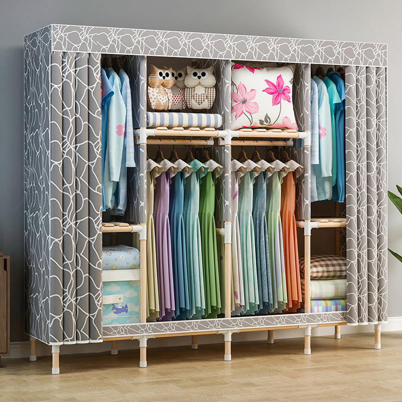 Modern Style Wardrobe Metal 1-Door Wardrobe Closet with Legs