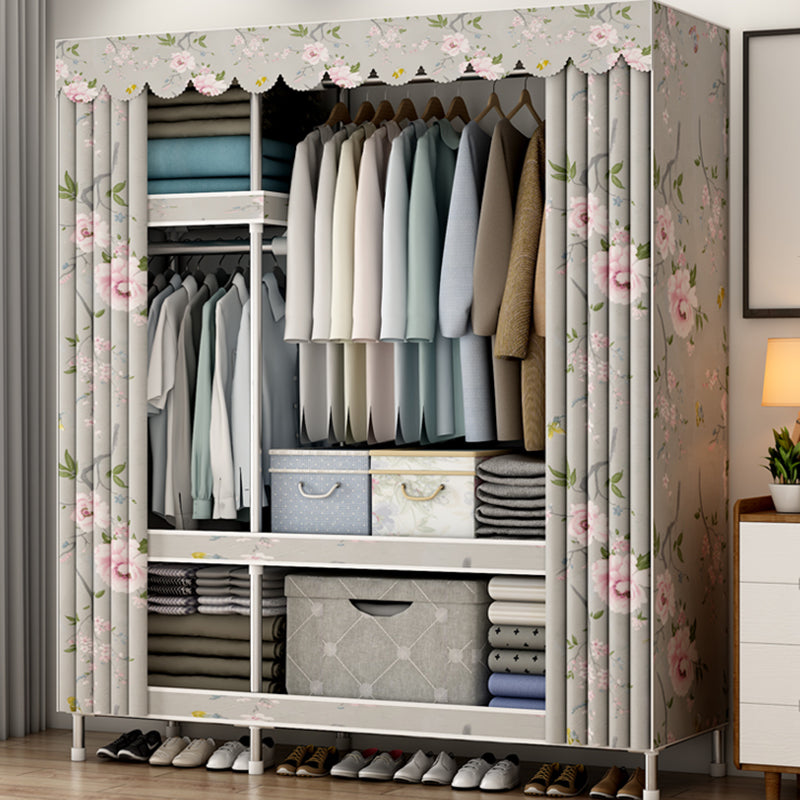 Modern Style Bedroom Wardrobe Metal Wardrobe Closet with Shelves 41"L x 18"W x 68"H Light Green Clearhalo 'Armoires & Wardrobes' 'armoires_wardrobes' 'Bedroom Furniture' 'furn' 'furn_armoires_wardrobes' 'Furniture' 5793380