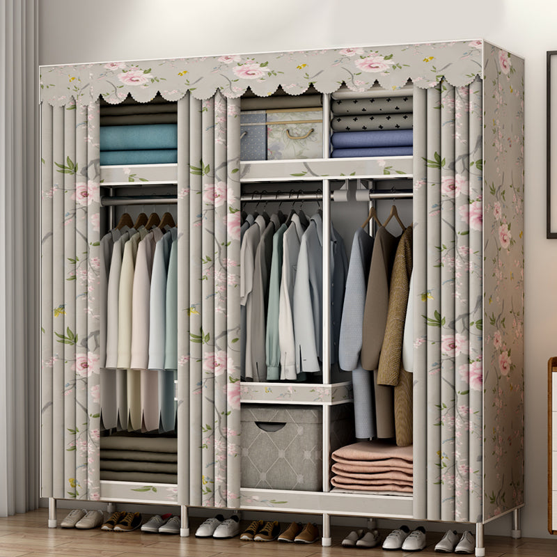 Modern Style Bedroom Wardrobe Metal Wardrobe Closet with Shelves 50.4"L x 17.7"W x 67.7"H Light Green Clearhalo 'Armoires & Wardrobes' 'armoires_wardrobes' 'Bedroom Furniture' 'furn' 'furn_armoires_wardrobes' 'Furniture' 5793382