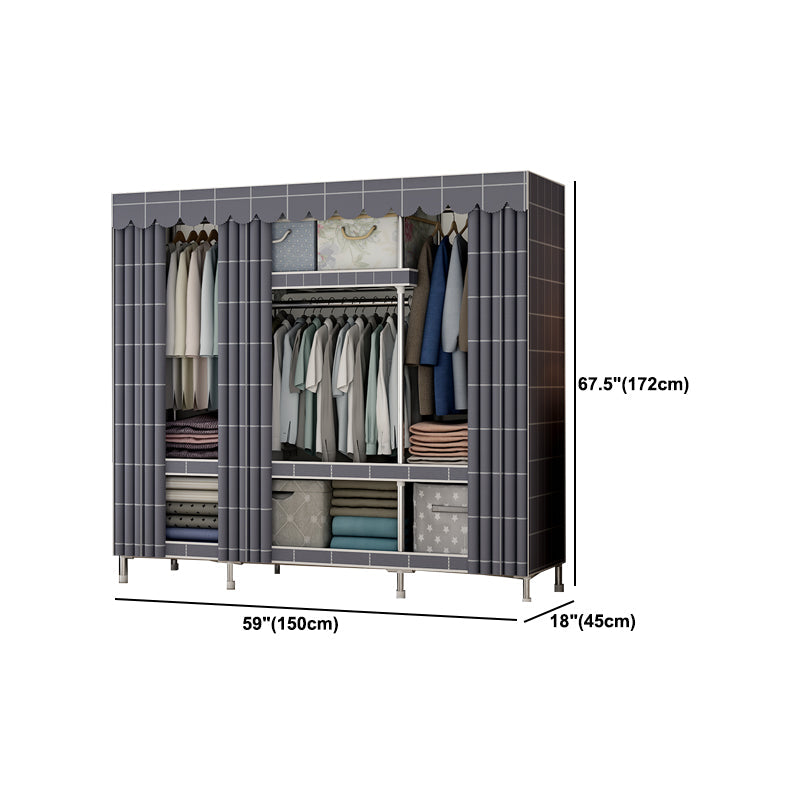 Modern Style Bedroom Wardrobe Metal Wardrobe Closet with Shelves Clearhalo 'Armoires & Wardrobes' 'armoires_wardrobes' 'Bedroom Furniture' 'furn' 'furn_armoires_wardrobes' 'Furniture' 5793386