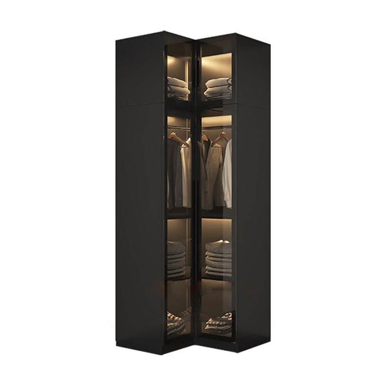 Moderne stijl garderobe zwarte kleur glazen garderobe kast voor slaapkamer