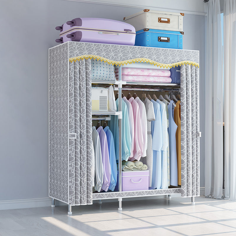 Modern Style Metal Wardrobe Bedroom Wardrobe Closet with Legs Clearhalo 'Armoires & Wardrobes' 'armoires_wardrobes' 'Bedroom Furniture' 'furn' 'furn_armoires_wardrobes' 'Furniture' 5793415