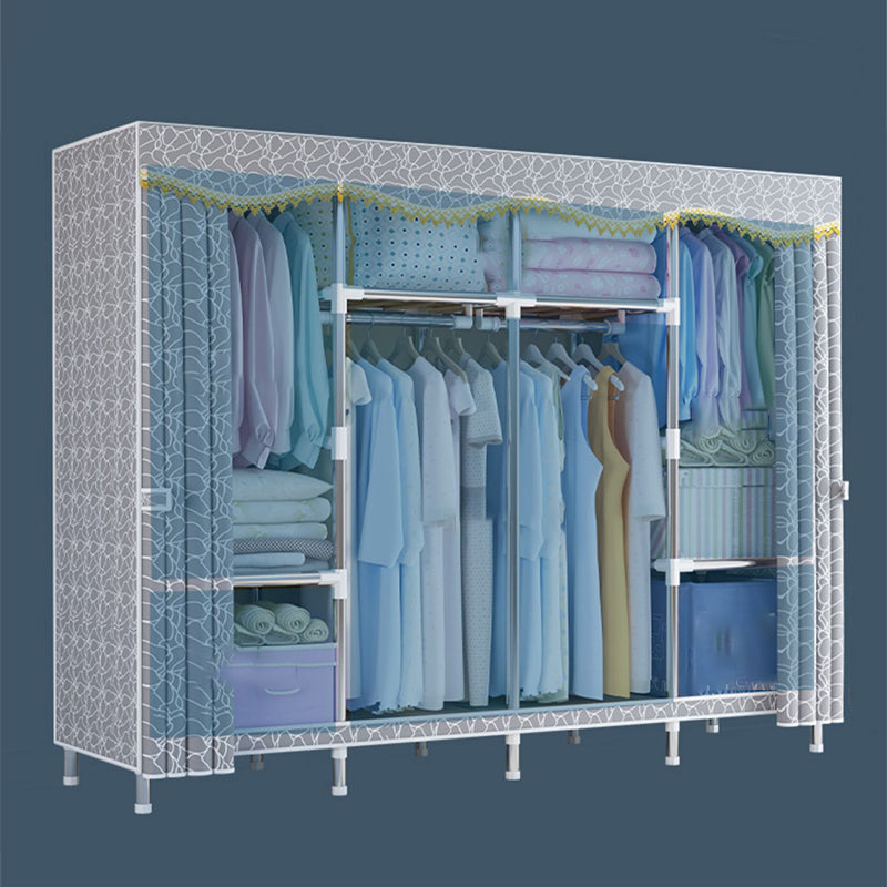 Modern Style Metal Wardrobe Bedroom Wardrobe Closet with Legs Clearhalo 'Armoires & Wardrobes' 'armoires_wardrobes' 'Bedroom Furniture' 'furn' 'furn_armoires_wardrobes' 'Furniture' 5793420