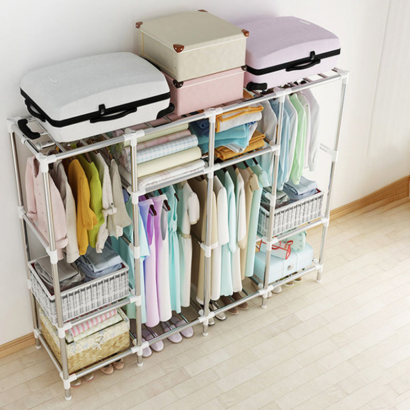 Modern Style Metal Wardrobe Bedroom Wardrobe Closet with Legs Clearhalo 'Armoires & Wardrobes' 'armoires_wardrobes' 'Bedroom Furniture' 'furn' 'furn_armoires_wardrobes' 'Furniture' 5793422