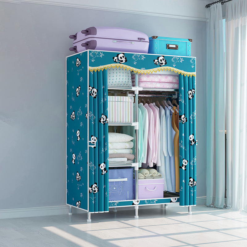 Modern Style Metal Wardrobe Bedroom Wardrobe Closet with Legs 41"L x 18"W x 67"H Green Clearhalo 'Armoires & Wardrobes' 'armoires_wardrobes' 'Bedroom Furniture' 'furn' 'furn_armoires_wardrobes' 'Furniture' 5793423