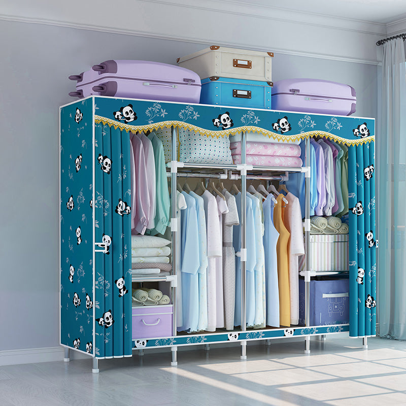 Modern Style Metal Wardrobe Bedroom Wardrobe Closet with Legs 65"L x 18"W x 67"H Green Clearhalo 'Armoires & Wardrobes' 'armoires_wardrobes' 'Bedroom Furniture' 'furn' 'furn_armoires_wardrobes' 'Furniture' 5793424