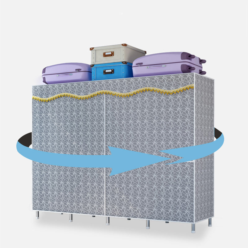 Modern Style Metal Wardrobe Bedroom Wardrobe Closet with Legs Clearhalo 'Armoires & Wardrobes' 'armoires_wardrobes' 'Bedroom Furniture' 'furn' 'furn_armoires_wardrobes' 'Furniture' 5793425