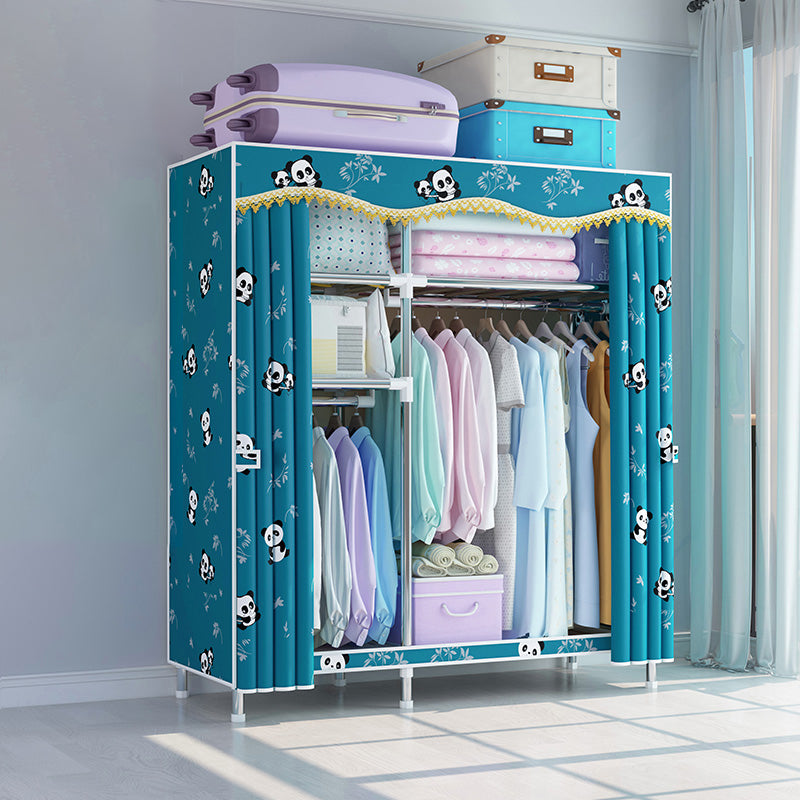 Modern Style Metal Wardrobe Bedroom Wardrobe Closet with Legs 48"L x 18"W x 67"H Green Clearhalo 'Armoires & Wardrobes' 'armoires_wardrobes' 'Bedroom Furniture' 'furn' 'furn_armoires_wardrobes' 'Furniture' 5793429