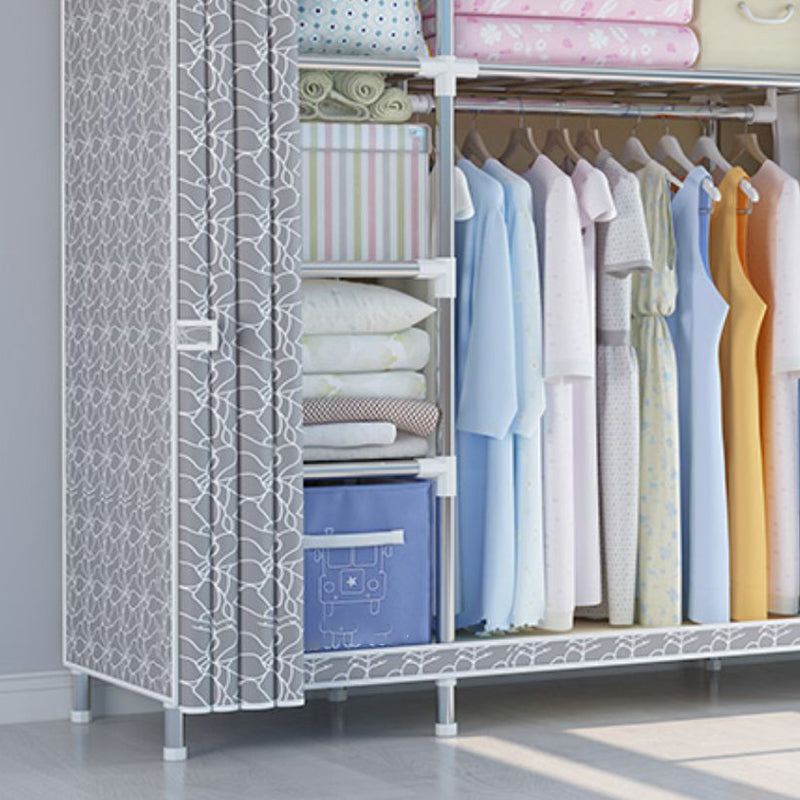 Modern Style Metal Wardrobe Bedroom Wardrobe Closet with Legs Clearhalo 'Armoires & Wardrobes' 'armoires_wardrobes' 'Bedroom Furniture' 'furn' 'furn_armoires_wardrobes' 'Furniture' 5793430