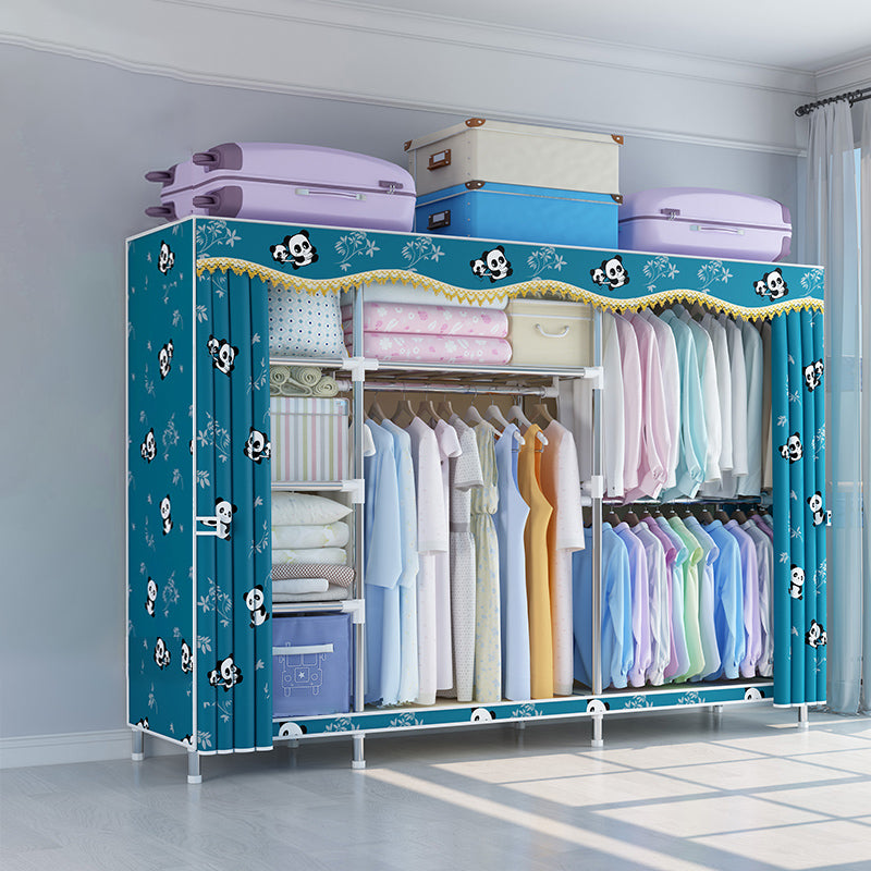 Modern Style Metal Wardrobe Bedroom Wardrobe Closet with Legs 79"L x 18"W x 67"H Green Clearhalo 'Armoires & Wardrobes' 'armoires_wardrobes' 'Bedroom Furniture' 'furn' 'furn_armoires_wardrobes' 'Furniture' 5793431