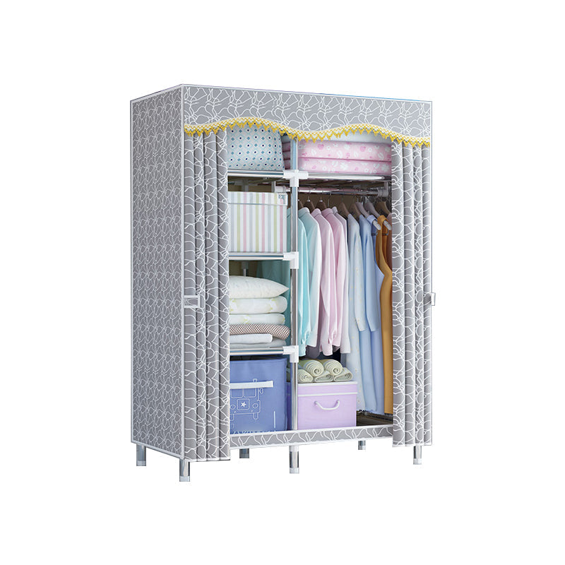 Modern Style Metal Wardrobe Bedroom Wardrobe Closet with Legs 41"L x 18"W x 67"H Grey Clearhalo 'Armoires & Wardrobes' 'armoires_wardrobes' 'Bedroom Furniture' 'furn' 'furn_armoires_wardrobes' 'Furniture' 5793433
