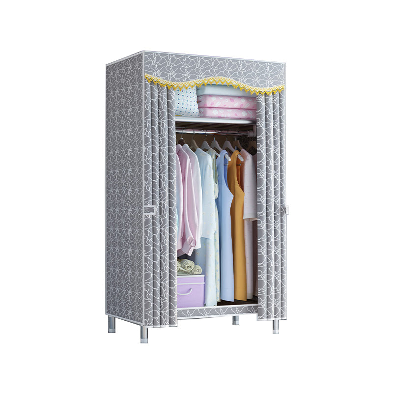 Modern Style Metal Wardrobe Bedroom Wardrobe Closet with Legs 32"L x 18"W x 67"H Grey Clearhalo 'Armoires & Wardrobes' 'armoires_wardrobes' 'Bedroom Furniture' 'furn' 'furn_armoires_wardrobes' 'Furniture' 5793435