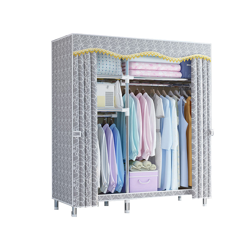 Modern Style Metal Wardrobe Bedroom Wardrobe Closet with Legs 48"L x 18"W x 67"H Grey Clearhalo 'Armoires & Wardrobes' 'armoires_wardrobes' 'Bedroom Furniture' 'furn' 'furn_armoires_wardrobes' 'Furniture' 5793437