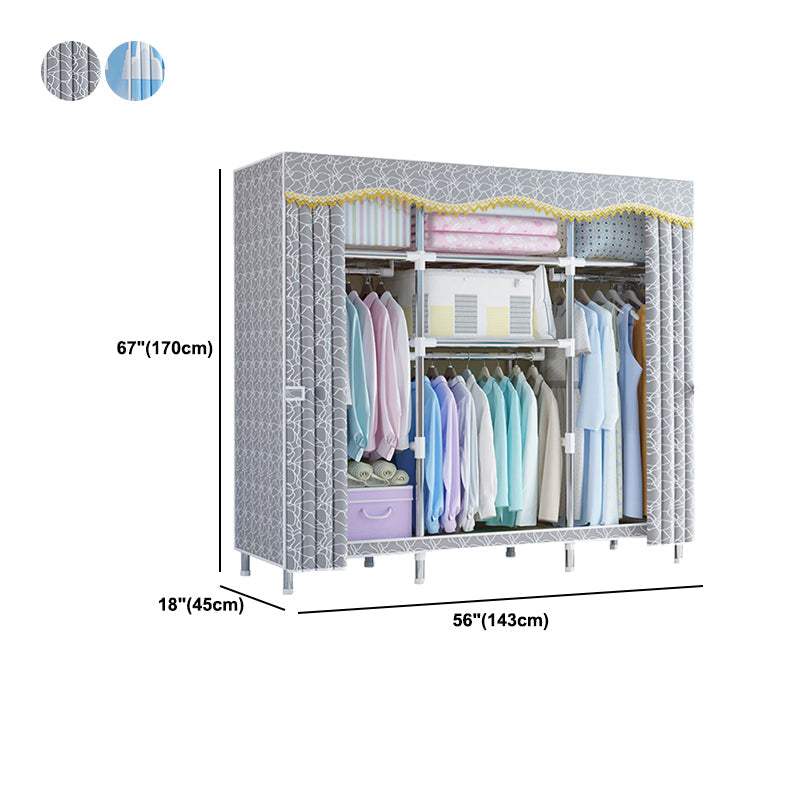 Modern Style Metal Wardrobe Bedroom Wardrobe Closet with Legs Clearhalo 'Armoires & Wardrobes' 'armoires_wardrobes' 'Bedroom Furniture' 'furn' 'furn_armoires_wardrobes' 'Furniture' 5793444