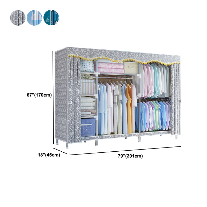 Modern Style Metal Wardrobe Bedroom Wardrobe Closet with Legs Clearhalo 'Armoires & Wardrobes' 'armoires_wardrobes' 'Bedroom Furniture' 'furn' 'furn_armoires_wardrobes' 'Furniture' 5793446