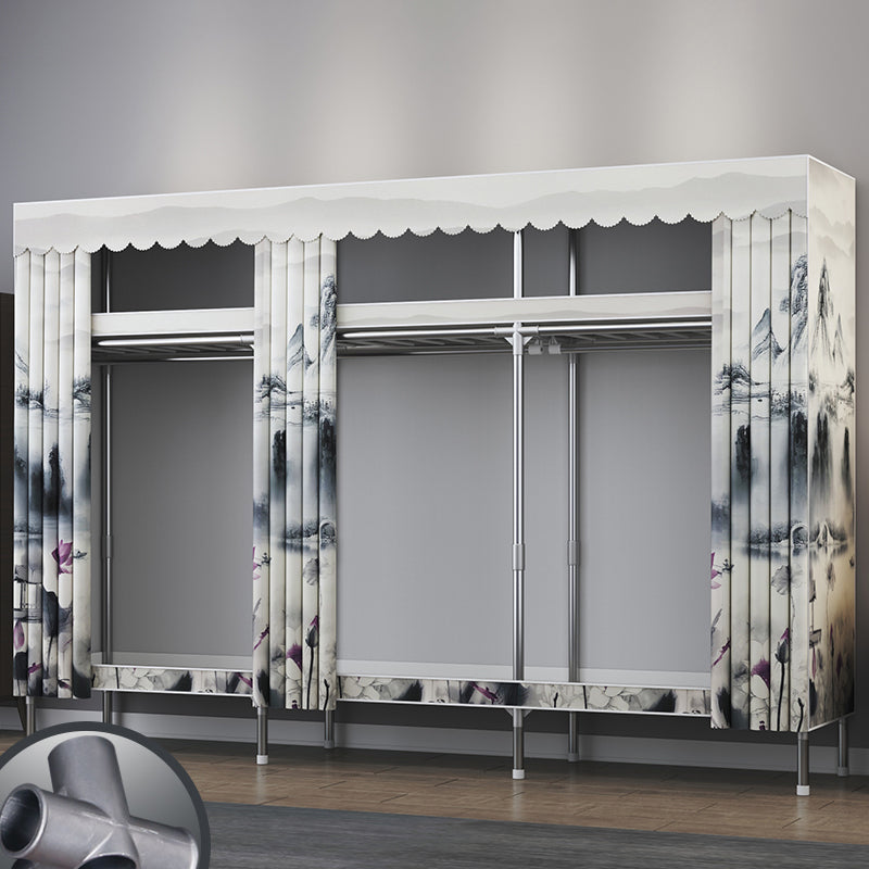 Armadio per la camera da letto del guardaroba in metallo moderno con scaffali