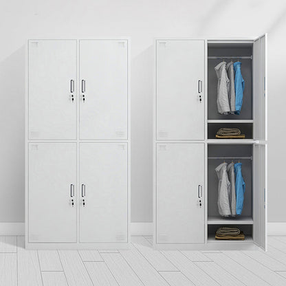 Modern Style Wardrobe White Metal Wardrobe Closet with Locks