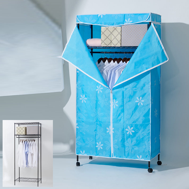 Modern Style Wardrobe Metal 2-Teir Adjustable Shelves Wardrobe Closet 28"L x 18"W x 67"H Blue Clearhalo 'Armoires & Wardrobes' 'armoires_wardrobes' 'Bedroom Furniture' 'furn' 'furn_armoires_wardrobes' 'Furniture' 5793562