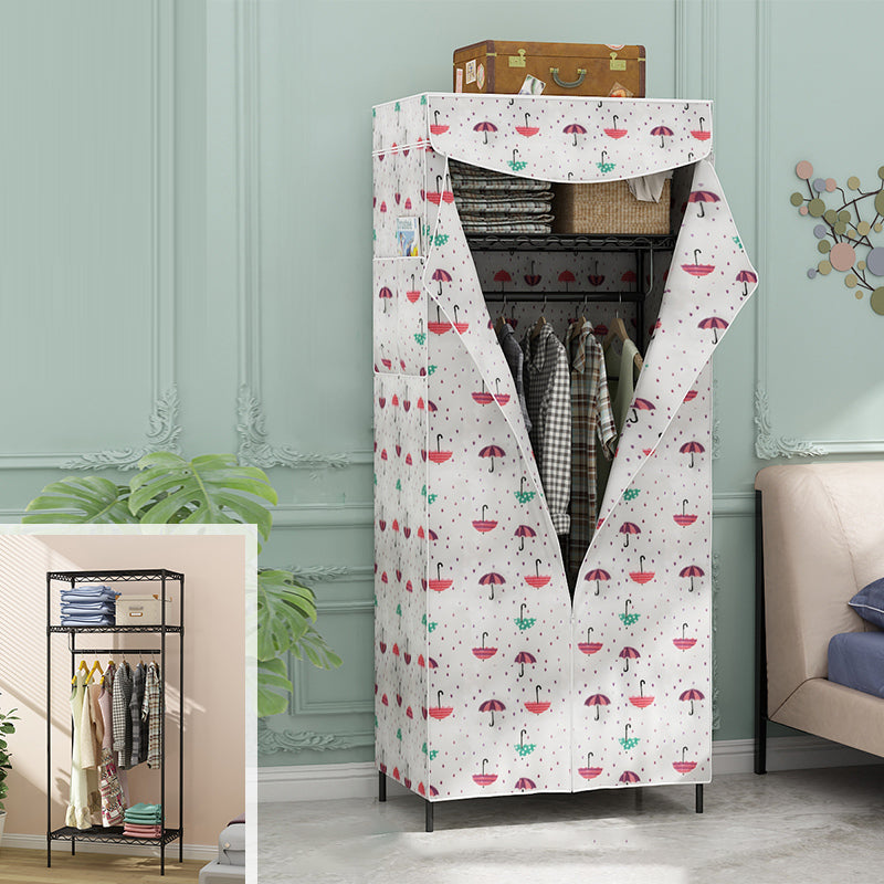 Modern Style Wardrobe Metal 2-Teir Adjustable Shelves Wardrobe Closet 28"L x 18"W x 67"H Sky Blue Clearhalo 'Armoires & Wardrobes' 'armoires_wardrobes' 'Bedroom Furniture' 'furn' 'furn_armoires_wardrobes' 'Furniture' 5793564