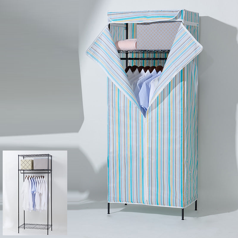 Modern Style Wardrobe Metal 2-Teir Adjustable Shelves Wardrobe Closet 28"L x 18"W x 67"H Multi-Color Clearhalo 'Armoires & Wardrobes' 'armoires_wardrobes' 'Bedroom Furniture' 'furn' 'furn_armoires_wardrobes' 'Furniture' 5793565