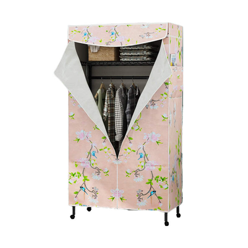 Modern Style Wardrobe Metal 2-Teir Adjustable Shelves Wardrobe Closet Clearhalo 'Armoires & Wardrobes' 'armoires_wardrobes' 'Bedroom Furniture' 'furn' 'furn_armoires_wardrobes' 'Furniture' 5793568