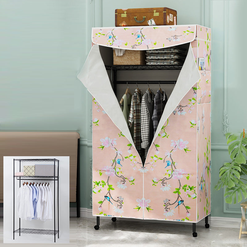 Modern Style Wardrobe Metal 2-Teir Adjustable Shelves Wardrobe Closet 35"L x 18"W x 67"H Orange Clearhalo 'Armoires & Wardrobes' 'armoires_wardrobes' 'Bedroom Furniture' 'furn' 'furn_armoires_wardrobes' 'Furniture' 5793572