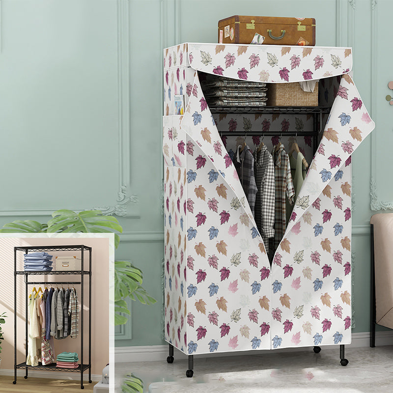 Modern Style Wardrobe Metal 2-Teir Adjustable Shelves Wardrobe Closet 35"L x 18"W x 67"H Sky Blue Clearhalo 'Armoires & Wardrobes' 'armoires_wardrobes' 'Bedroom Furniture' 'furn' 'furn_armoires_wardrobes' 'Furniture' 5793575