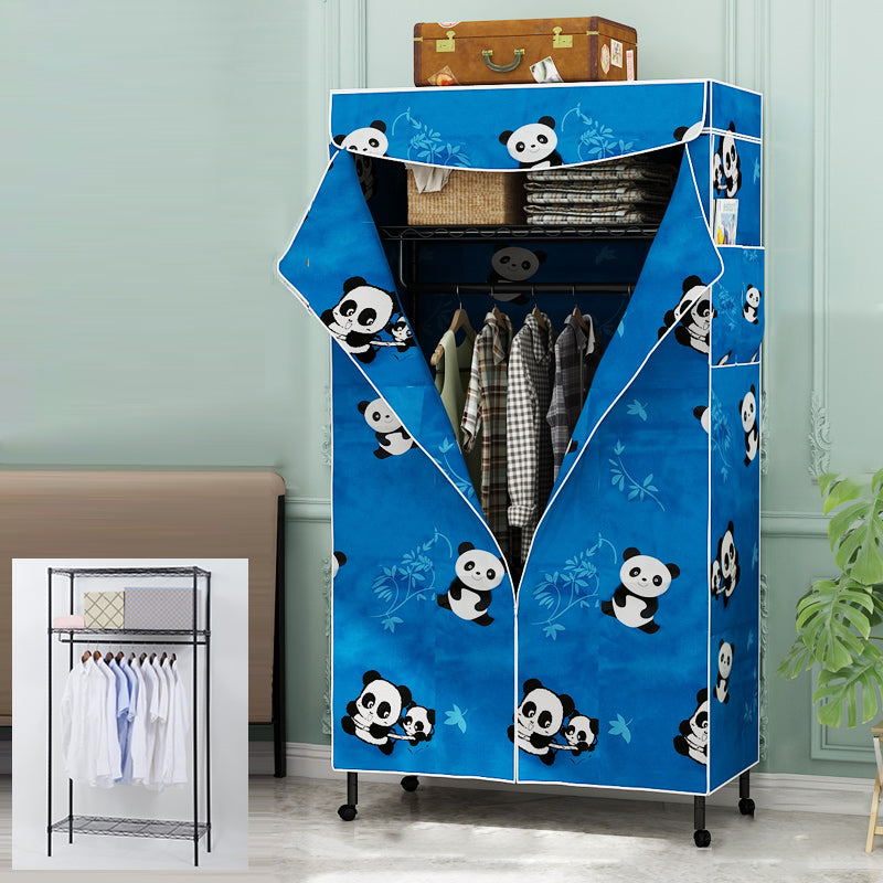 Modern Style Wardrobe Metal 2-Teir Adjustable Shelves Wardrobe Closet 35"L x 18"W x 67"H Blue Clearhalo 'Armoires & Wardrobes' 'armoires_wardrobes' 'Bedroom Furniture' 'furn' 'furn_armoires_wardrobes' 'Furniture' 5793577