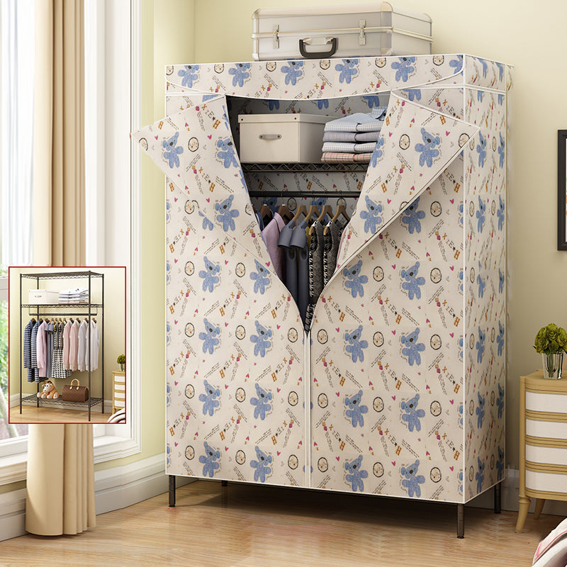 Modern Style Wardrobe Metal 2-Teir Adjustable Shelves Wardrobe Closet 47"L x 18"W x 69"H Light Blue Clearhalo 'Armoires & Wardrobes' 'armoires_wardrobes' 'Bedroom Furniture' 'furn' 'furn_armoires_wardrobes' 'Furniture' 5793581