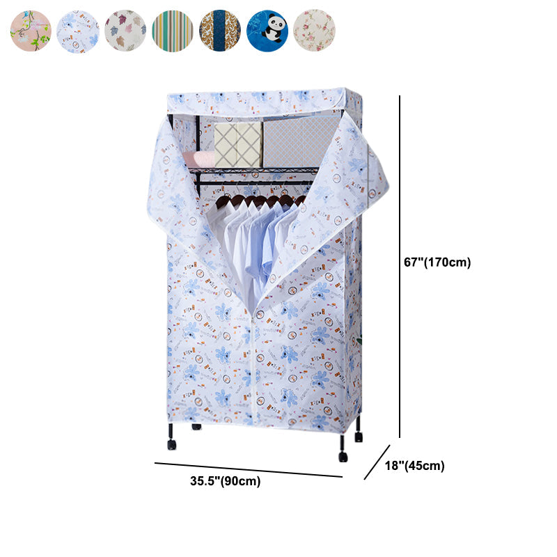 Modern Style Wardrobe Metal 2-Teir Adjustable Shelves Wardrobe Closet Clearhalo 'Armoires & Wardrobes' 'armoires_wardrobes' 'Bedroom Furniture' 'furn' 'furn_armoires_wardrobes' 'Furniture' 5793586