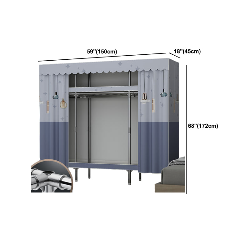 Modern Style Wardrobe Metal 2-Teir Wardrobe Closet for Bedroom