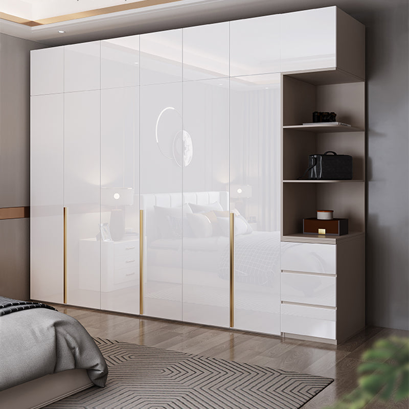 Contemporary Wooden Wardrobe White Colour Soft Close Door Wardrobe Closet Clearhalo 'Armoires & Wardrobes' 'armoires_wardrobes' 'Bedroom Furniture' 'furn' 'furn_armoires_wardrobes' 'Furniture' 5793681