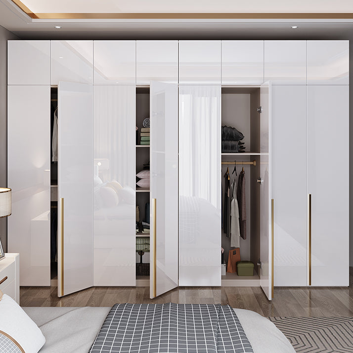 Contemporary Wooden Wardrobe White Colour Soft Close Door Wardrobe Closet Clearhalo 'Armoires & Wardrobes' 'armoires_wardrobes' 'Bedroom Furniture' 'furn' 'furn_armoires_wardrobes' 'Furniture' 5793685