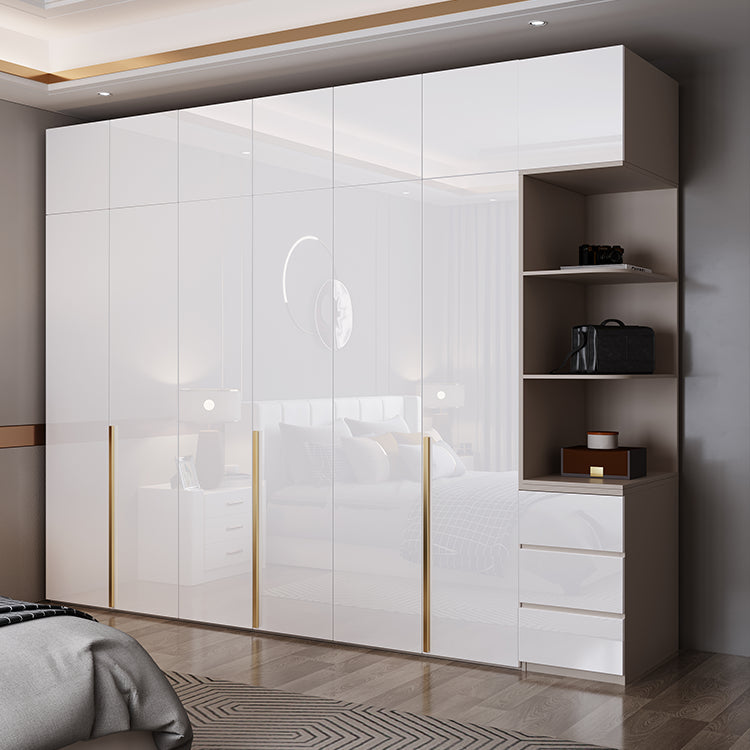 Contemporary Wooden Wardrobe White Colour Soft Close Door Wardrobe Closet Clearhalo 'Armoires & Wardrobes' 'armoires_wardrobes' 'Bedroom Furniture' 'furn' 'furn_armoires_wardrobes' 'Furniture' 5793687