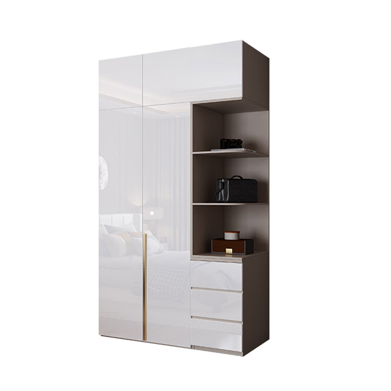 Contemporary Wooden Wardrobe White Colour Soft Close Door Wardrobe Closet Armoires& Sideboard& Top Cabinet Clearhalo 'Armoires & Wardrobes' 'armoires_wardrobes' 'Bedroom Furniture' 'furn' 'furn_armoires_wardrobes' 'Furniture' 5793695