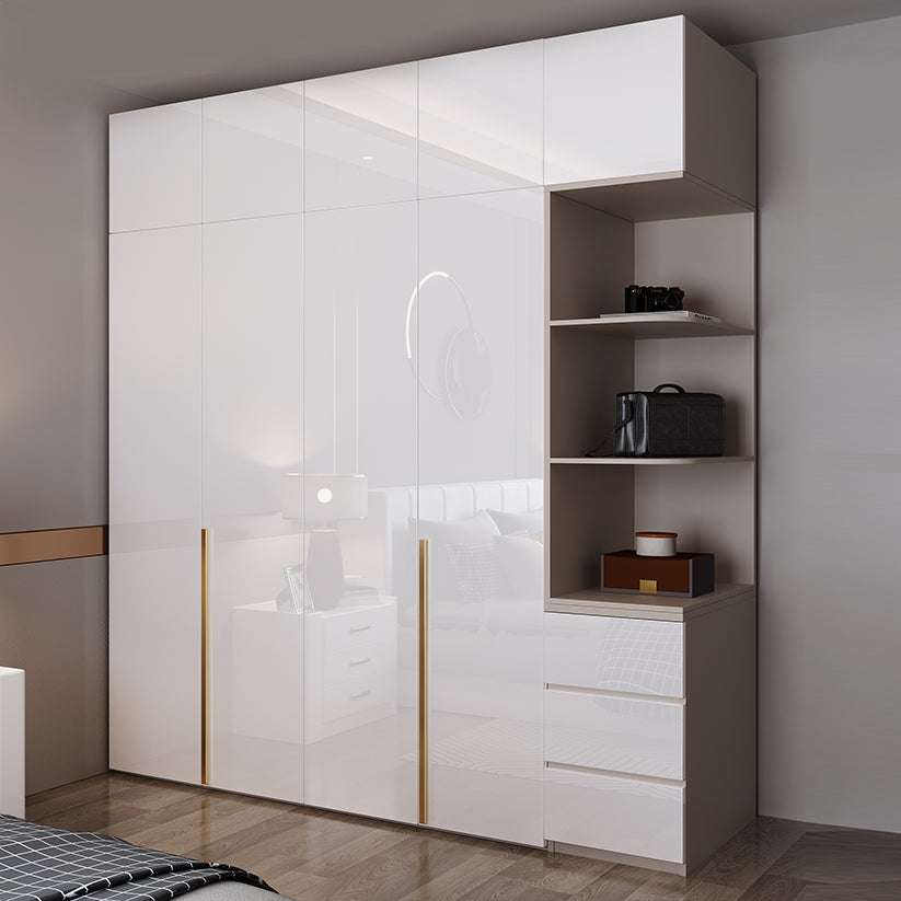 Contemporary Wooden Wardrobe White Colour Soft Close Door Wardrobe Closet Clearhalo 'Armoires & Wardrobes' 'armoires_wardrobes' 'Bedroom Furniture' 'furn' 'furn_armoires_wardrobes' 'Furniture' 5793705