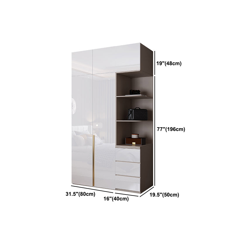 Contemporary Wooden Wardrobe White Colour Soft Close Door Wardrobe Closet Clearhalo 'Armoires & Wardrobes' 'armoires_wardrobes' 'Bedroom Furniture' 'furn' 'furn_armoires_wardrobes' 'Furniture' 5793724