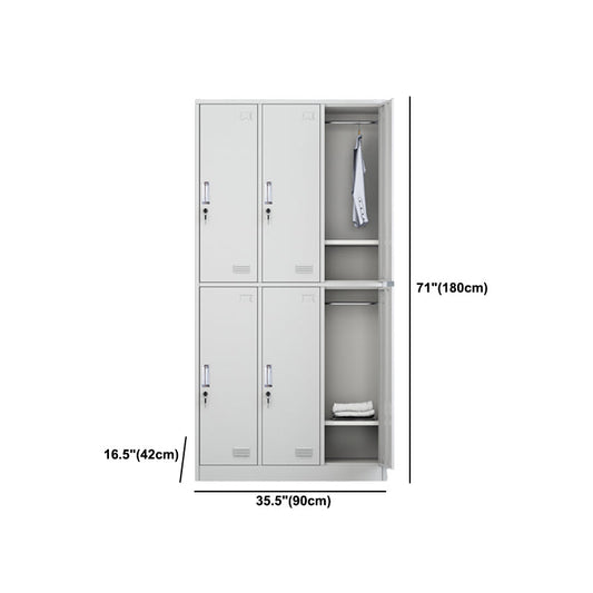 Grey Steel Wardrobe Armoire Contemporary Hinged Wardrobe Cabinet