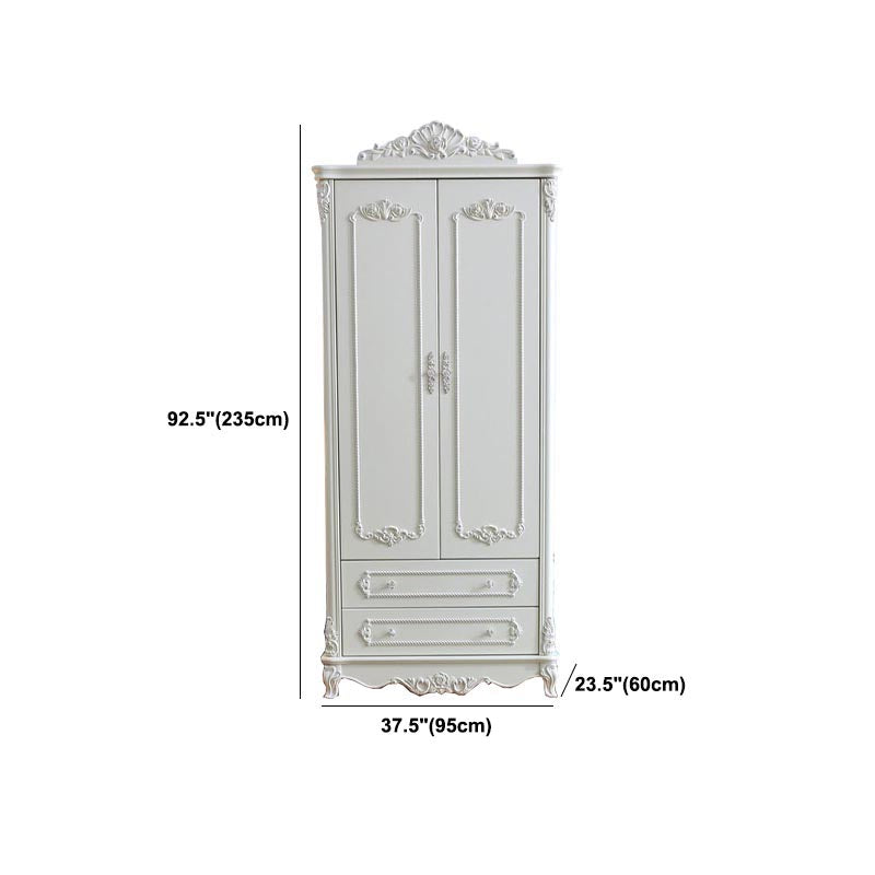 French Country Wardrobe White Colour Solid Wood Wardrobe Closet with Drawers