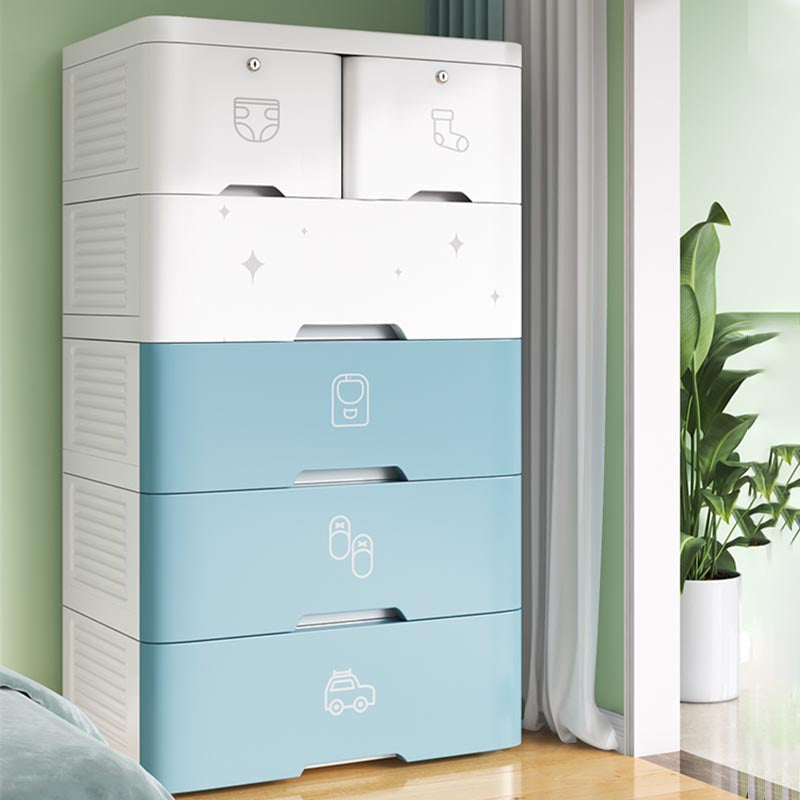 Plastic Storage Cabinet with Drawer Modern Wardrobe Armoire for Bedroom