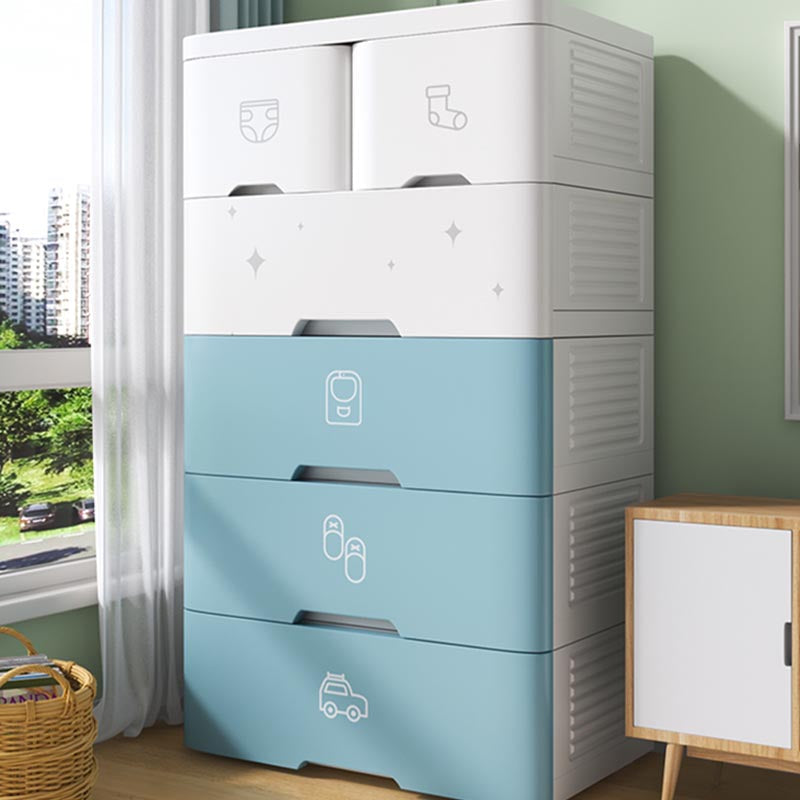 Plastic Storage Cabinet with Drawer Modern Wardrobe Armoire for Bedroom