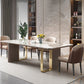 Glam Rectangle 1/4/5/6/7/9 Pieces Dining Table Set Indoor Gold Dinette Set 5 Pieces: Table, 4 Chairs Clearhalo 'Dining Room Sets' 'Dining Tables & Seating' 'dining_room_set' 'furn' 'furn_dining_room_set' 'Furniture' 'Kitchen & Dining Furniture' 5796093