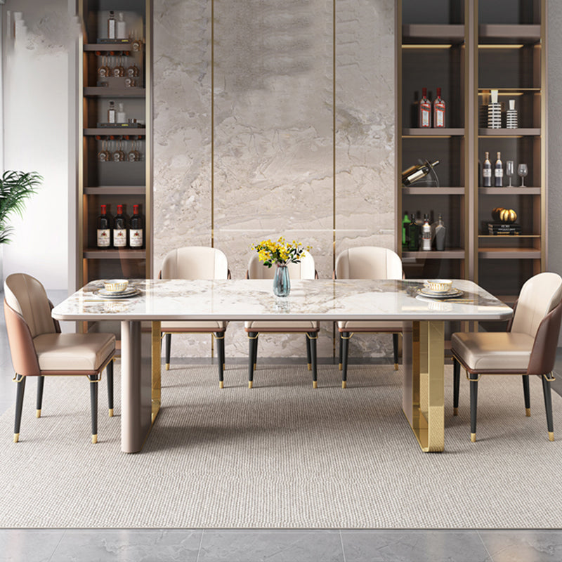 Glam Rectangle 1/4/5/6/7/9 Pieces Dining Table Set Indoor Gold Dinette Set 6 Pieces: Table, 5 Chairs Clearhalo 'Dining Room Sets' 'Dining Tables & Seating' 'dining_room_set' 'furn' 'furn_dining_room_set' 'Furniture' 'Kitchen & Dining Furniture' 5796095