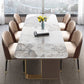 Glam Rectangle 1/4/5/6/7/9 Pieces Dining Table Set Indoor Gold Dinette Set 7 Pieces: Table, 6 Chairs Clearhalo 'Dining Room Sets' 'Dining Tables & Seating' 'dining_room_set' 'furn' 'furn_dining_room_set' 'Furniture' 'Kitchen & Dining Furniture' 5796096
